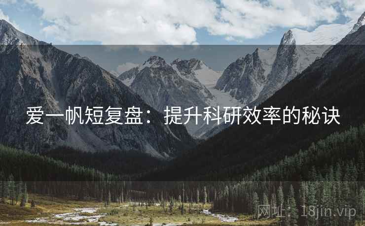 爱一帆短复盘：提升科研效率的秘诀