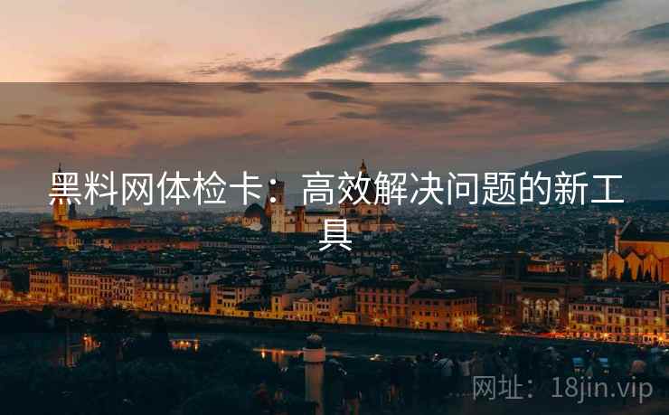 黑料网体检卡：高效解决问题的新工具
