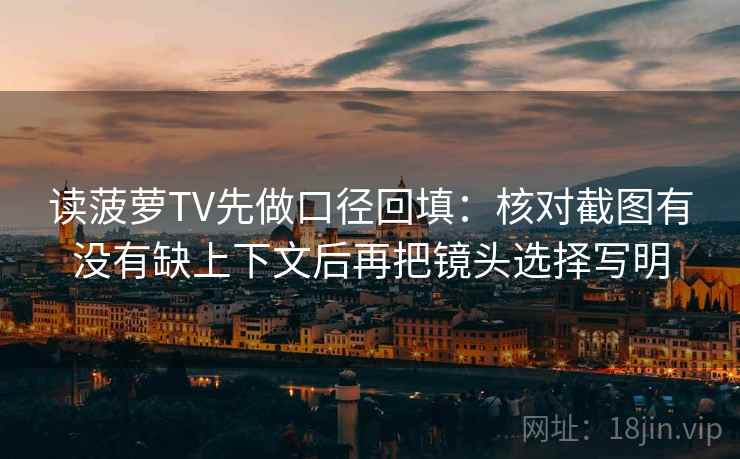 读菠萝TV先做口径回填：核对截图有没有缺上下文后再把镜头选择写明